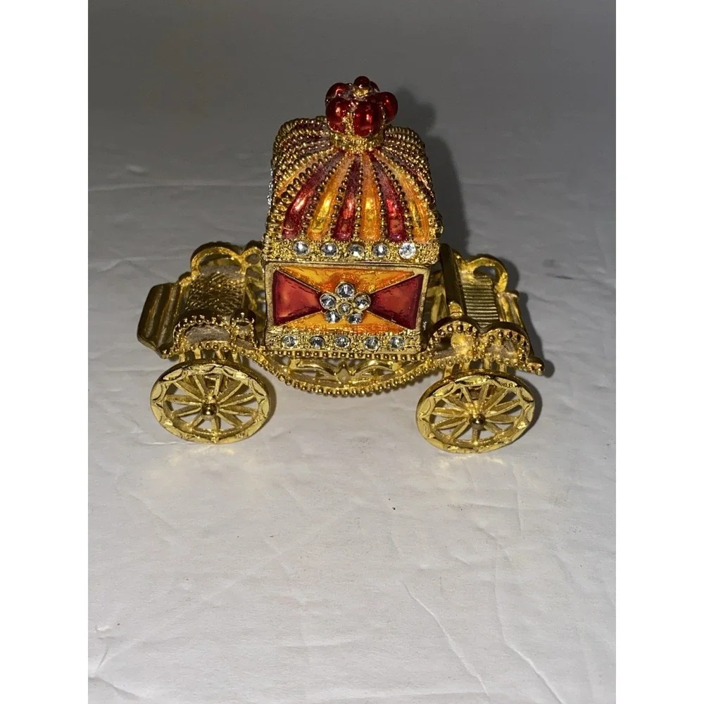 Jeweled Chariot Trinket Jewelry Display Box - Picture 3 of 11